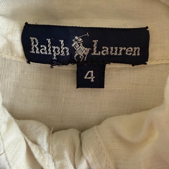 RALPH LAUREN Vintage Ruffle Linen Blouse Size 4 - Picture 7 of 7